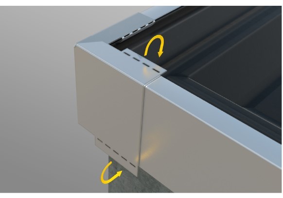 Eckverbinder für Flachdach Abschlussprofil Stegitech Click Außenecke 100 - 150 mm